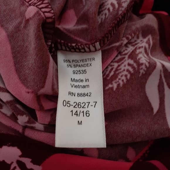 Woman Within Wine Red & Pink Floral Shift Dress 14/16 NWOT - Picture 4 of 6